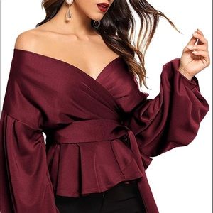 Cranberry color/Burgundy  blouse and faux leather
